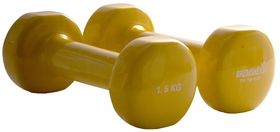 Vinyl dumbells 1,5 kg per paar geel