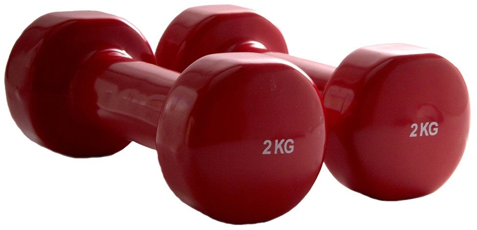 Vinyl dumbells 2 kg per paar rood