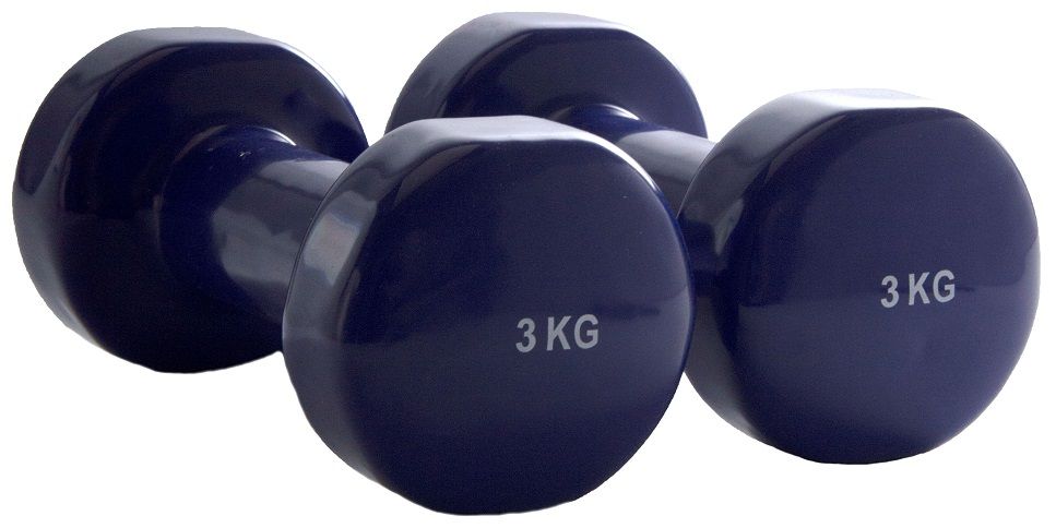 Vinyl dumbells 3 kg per paar paars
