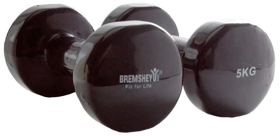 Vinyl dumbells 5 kg per paar zwart